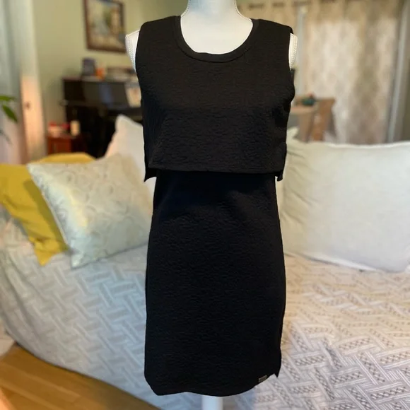 Bellfield Scilla Jacquard Textured Black Layered Dress - Picture 1 of 13